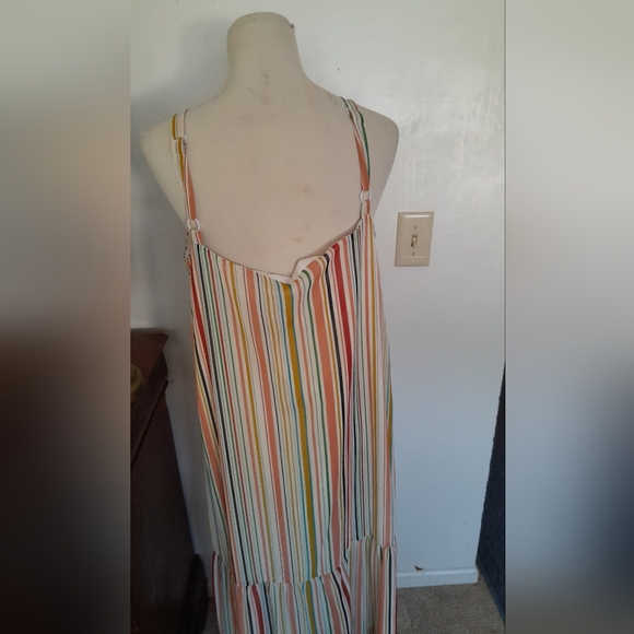 Multicolor stripped maxi chiffon dress size L - Picture 7 of 14